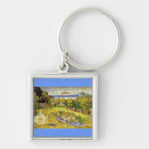 Daubignys trädgård av Vincent Van Gogh Fyrkantig Silverfärgad Nyckelring