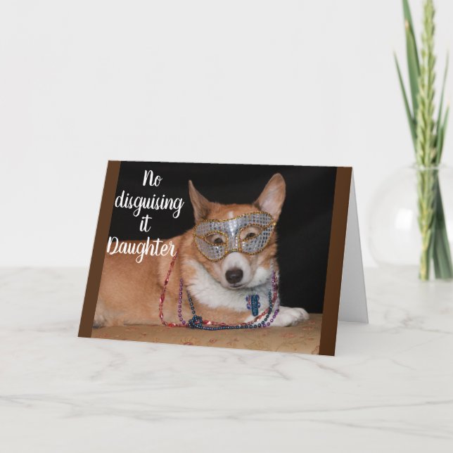 DAUGHERS "21:a" BIRTHDAY med CUTE CORGI Kort (Framsida)