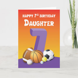 Daughn 7:e Birthday Sports Bollar Kort