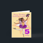 Daughter ballerina birthday peach age card kort<br><div class="desc">Cute modern graphic girls ballerina age 5 birthday card. Personalise this item to suit your requirements. Uniquely designed and illustrated by Sarah Trett.</div>