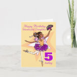Daughter ballerina birthday peach age card kort<br><div class="desc">Cute modern graphic girls ballerina age 5 birthday card. Personalise this item to suit your requirements. Uniquely designed and illustrated by Sarah Trett.</div>