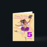 Daughter ballerina birthday peach age card kort<br><div class="desc">Cute modern graphic girls ballerina age 5 birthday card. Personalise this item to suit your requirements. Uniquely designed and illustrated by Sarah Trett.</div>