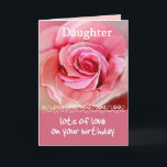 DAUGHTER Birthday med Pastel Rosa ros och Snöre Kort<br><div class="desc">Detta födelsedagskort med pastel rosa ros och snöre är ett sött sätt att önska er mycket speciella dotter ett Grattis på födelsedagen.</div>