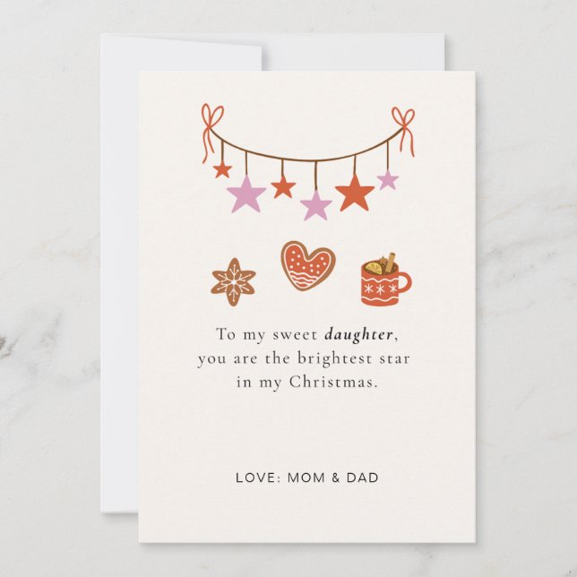 Daughter Christmas Card Cute Personalized  Julkort (Framsida)
