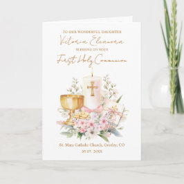 Daughter First Holy Communion Chalice Candle Kort
