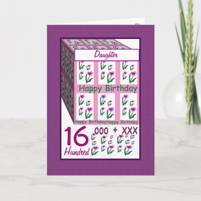 DAUGHTER - Lycklig 16:e födelsedagen Kort (Framsida)