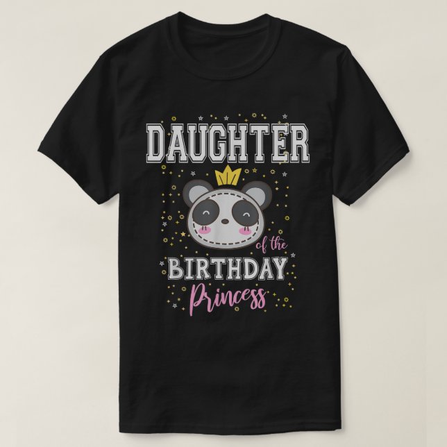 Daughter of The Birthday Princess Cute Panda Bear  T Shirt (Design framsida)