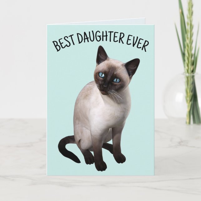 DAUGHTER SIAMESE CAT BIRTHDAY Greeting Card Kort (Framsida)
