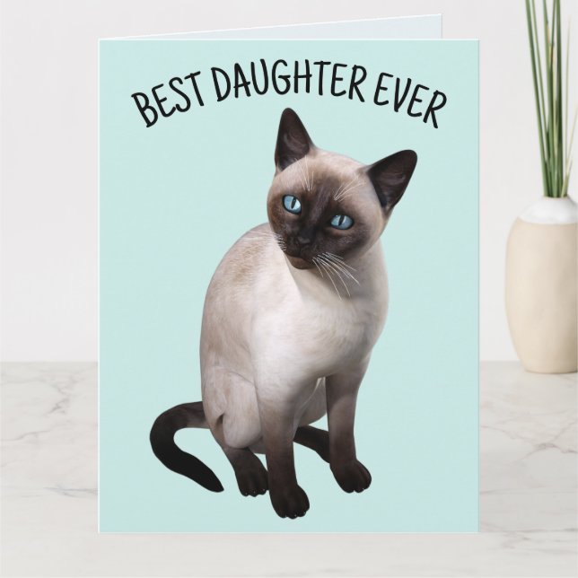 DAUGHTER SIAMESE CAT BIRTHDAY Greeting Card Kort (Framsida)