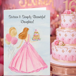 Daughter Sweet 16 Birthday Card Elegant Girl  Kort