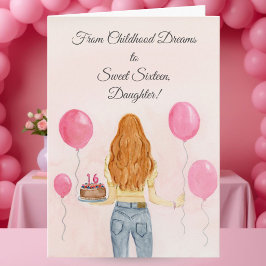 Daughter Sweet Sixteen Girl in Jeans Celebrating Kort