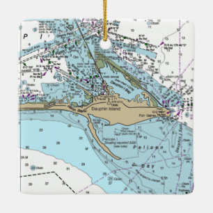 Dauphin Island AL Diagram Julgransprydnad Keramik