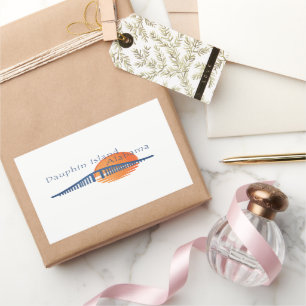 Dauphin Island Alabama bridge and sunset. Rektangulärt Klistermärke