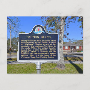 Dauphin Island, Alabama, Historisk skylt Vykort