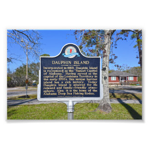 Dauphin Island, Alabama, historiskt tecken Fototryck