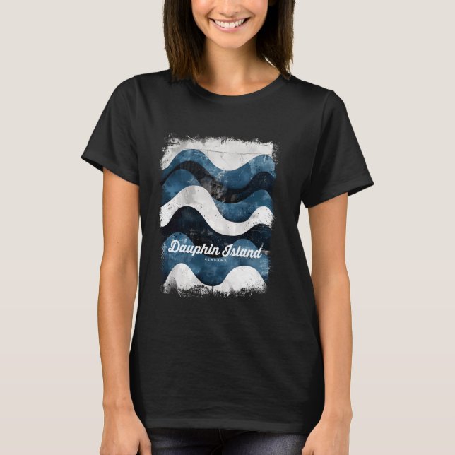 Dauphin Island Alabama Summer Vacation Dolphin Vin T Shirt (Framsida)