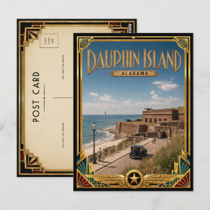 Dauphin Island Alabama Vintage Art Deco Golden Age Vykort