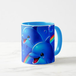 Dauphins joyeux arc-en-ciel mugg