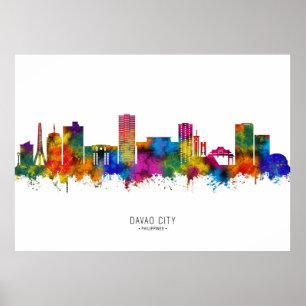 Davao City Filippinerna Skyline Poster