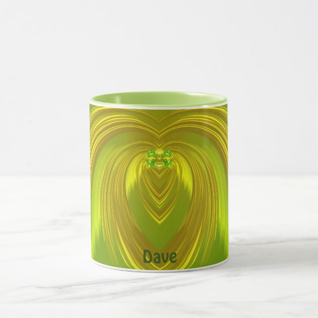 DAVE ~ GLOSSY 3D Guld Gult Grönt ~ Mugg (Center)