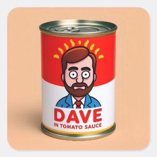 Dave i tomatsås fyrkantigt klistermärke