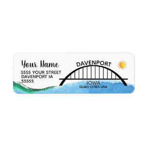 Davenport Iowa adressetiketter Returadress Etikett