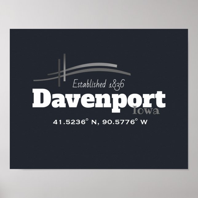 Davenport, Iowa Coordinates Poster (Framsidan)