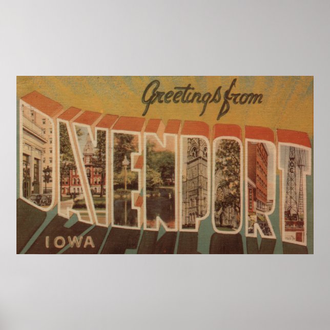 Davenport, Iowa - Large Brev Scenes Poster (Framsidan)