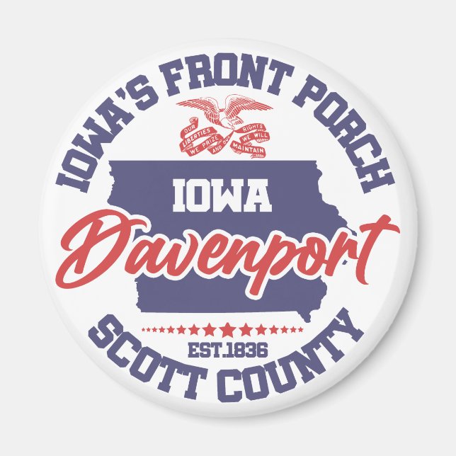 Davenport,Iowa Magnet (Framsidan)