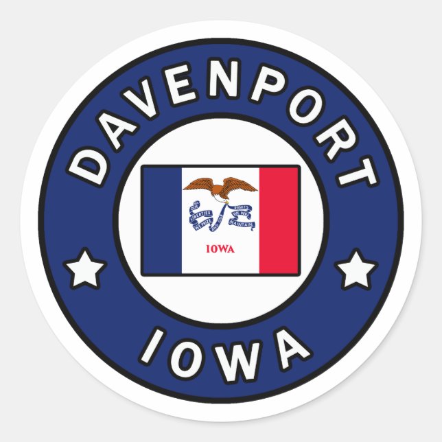 Davenport Iowa Runt Klistermärke (Framsida)