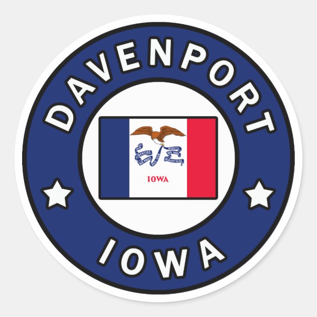 Davenport Iowa Runt Klistermärke (Framsida)