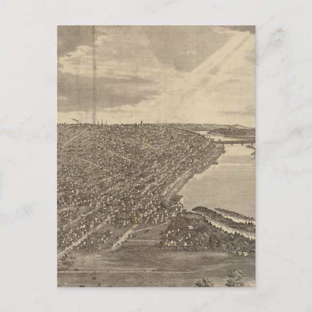 Davenport, Iowa, sett från södra västern Vykort (Framsida)