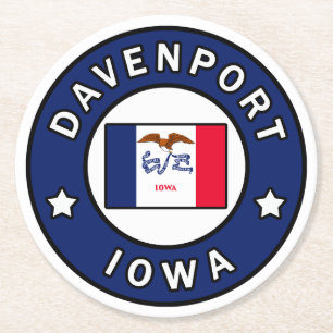 Davenport Iowa Underlägg Papper Rund
