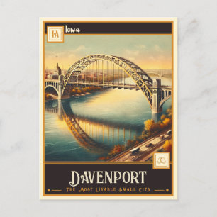 Davenport, Iowa VINTAGE Vykort