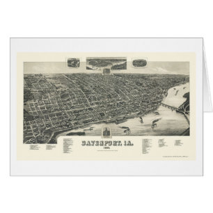 Davenport panorama- karta för IA - 1888 Hälsningskort