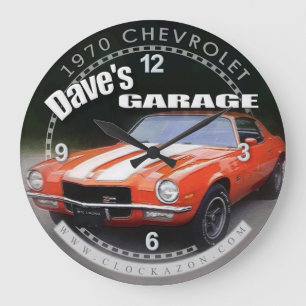 Dave's Garage 1970 Chevrolet Camaro Wall Clock Stor Klocka