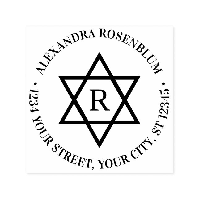 David #4 Round Namn Initial Returadress Självfärgande Stämpel (Design)