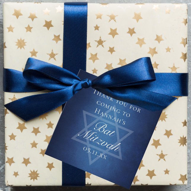 David Anpassningsbar Party moderna Bat mitzvah blå Gåvor Etiketter (Skapare uppladdad)