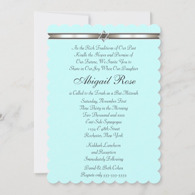 David Any Färg Bat mitzvah stjärna Inbjudningar (Framsida)