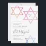 David Bat mitzvah inbjudan: Watercolor Star Inbjudningar<br><div class="desc">Stacey Meacham har en modern och mjuk Bat mitzvah inbjudan som innehåller ombre vattenfärgstjärnor och tre första monogram.</div>
