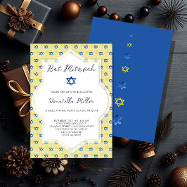 David bat mitzvah Modern Art Watercolor Star Inbjudningar