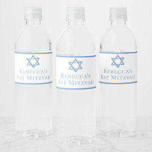 David bat mitzvah Party Blue Star Vattenflaskor Etikett