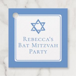 David bat mitzvah Party Light Blue Star Gåvor Etiketter