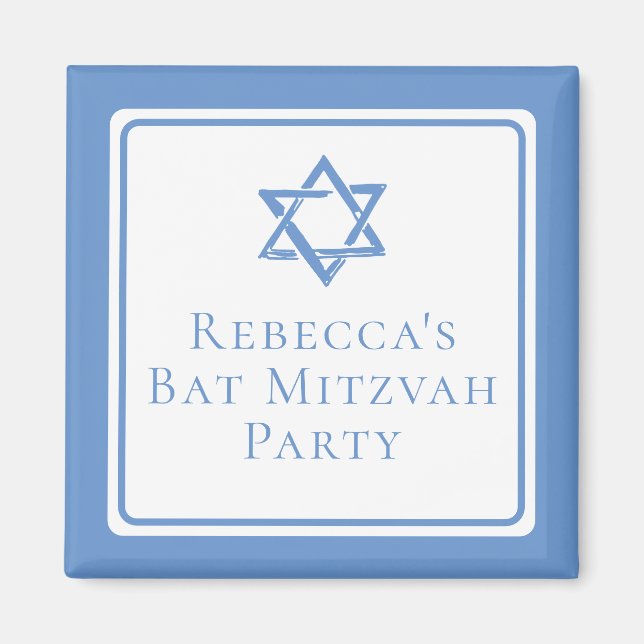 David bat mitzvah Party Light Blue Star Magnet (Framsidan)