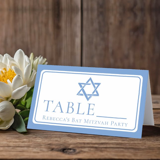 David bat mitzvah Party Light Blue Star Placeringskort (Skapare uppladdad)