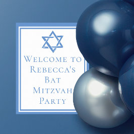David bat mitzvah Party Light Blue Star Poster