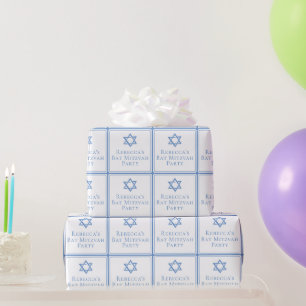 David bat mitzvah Party Light Blue Star Presentpapper