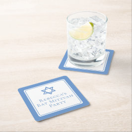 David bat mitzvah Party Light Blue Star Underlägg Papper Kvadrat
