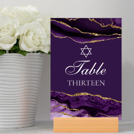 David bat mitzvah Party Lila Guld Star Bordsnummer