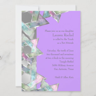 David bat mitzvah Pastel Star på Valfri Färg Inbjudningar